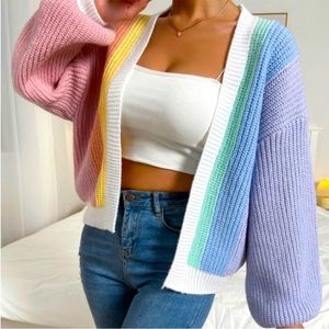 Colorblock Drop Shoulder Duster Cardigan